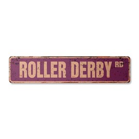 Roller Derby Vintage Plastic Street Sign Skating Skates Team Rink Sport | Indoor/Outdoor | 18" Wide