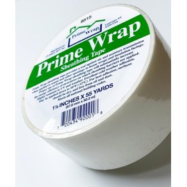 Prime Wrap PRTAPE 17855 Sheathing Tape, 1-7/8-Inch x 55-Yard, White for Home Construction, Protection, Building, Sealing