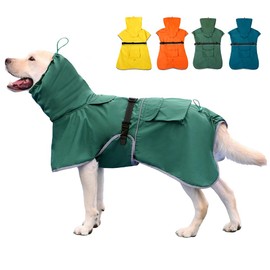 KOOGAL Waterproof Dog Raincoat Hooded Slicker Poncho Raincoat for Medium Large Dogs, Adjustable Dog Rain Coat Jacket(Green, 6XL)