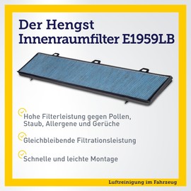 Hengst Cabin Air Filter Type E1959LB Biofunctional Cabin Air Filter for Cars