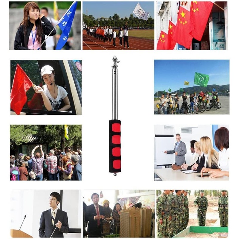 2 Pcs Handheld Telescoping Flag Poles, 1.6M/5.25Ft Stainless Steel Telescopic