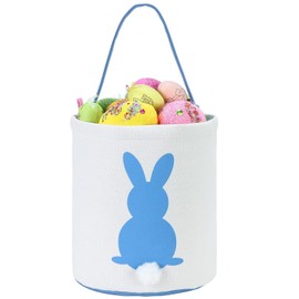 OneCut OneCut Easter Bunny Basket Bags, Easter Bunny Bags with Fluffy Tail, Easter Bunny Bags Children, Easter Basket Carry Bags, Easter Baskets for Kids Egg Hunt, Party Decoration, Toys (Blue)