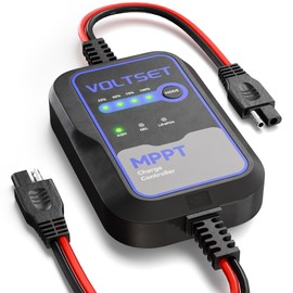 Voltset MPPT Solar Charge Controller : IP65 Waterproof - Display for Gel AGM Lead-Acid Lithium LiFePO4 Battery - Used in RV Marine Camper Van Truck Trailer (Mppt Solar Charge Controller use Below 50W)