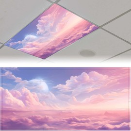 YEXLE Pack of 2 Pink Clouds Fluorescent Light Covers 4 X 2 Feet Magnetic Ceiling Light Cover Classroom Lights Covers Classroom Supplies for School Classroom Home Office