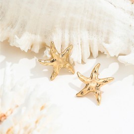 Starfish Earrings for Women Gold Chunky Starfish Earrings Big Starfishs Statement Stud Earring Hypoallergenic Summer Beach Ocean Inspired Jewelry (C)