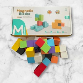 Ricky & Nicky Early Learning Magnetic Blocks,32PCS Building Blocks for Toddlers, Magnet Cubes Toys Stacking STEM Educational Sensory Montessori Toys for Kids (Magnetic Building Blocks 32 Pieces)