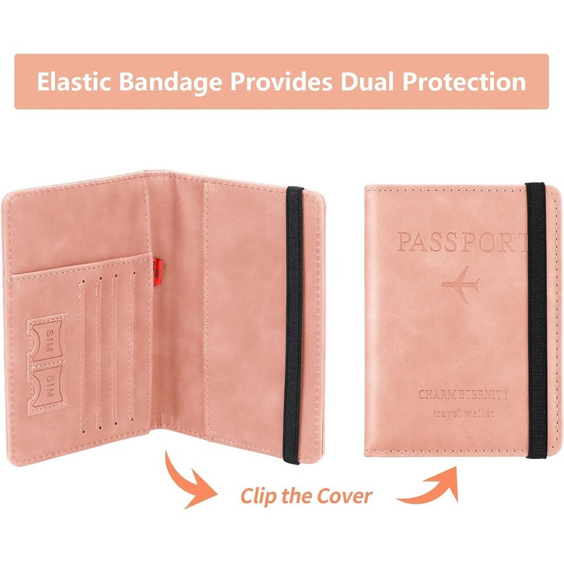 2 Unidades Cartera para Pasaporte RFID, 2 Packs Pasaporte Funda