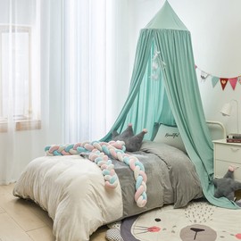 Haayymo Kids Bed Canopy, Cotton Mosquito Net, Kids Princess Play Tents, Round Dome Canopy for Princess Girls Mosquito Net for Children's Bedroom Nursery Room Decoration (Green)