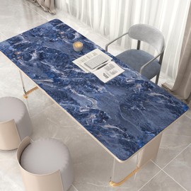 EaseStick Thick Blue Marble Wallpaper Peel and Stick Countertops Waterproof Matte Marble Contact Paper Blue Kitchen Vinyl Countertop Wrap 15.7"x472" Self Adhesive Granite Contact Paper for Bathroom