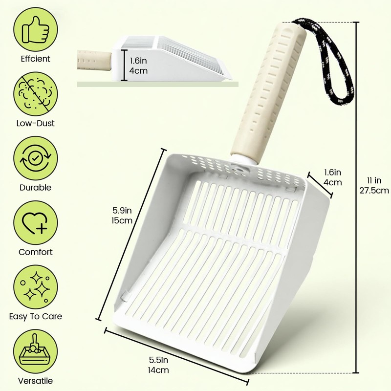 Accesfire Cat Litter Scoop with Holder, Stainless Steel, Non-Slip Handle