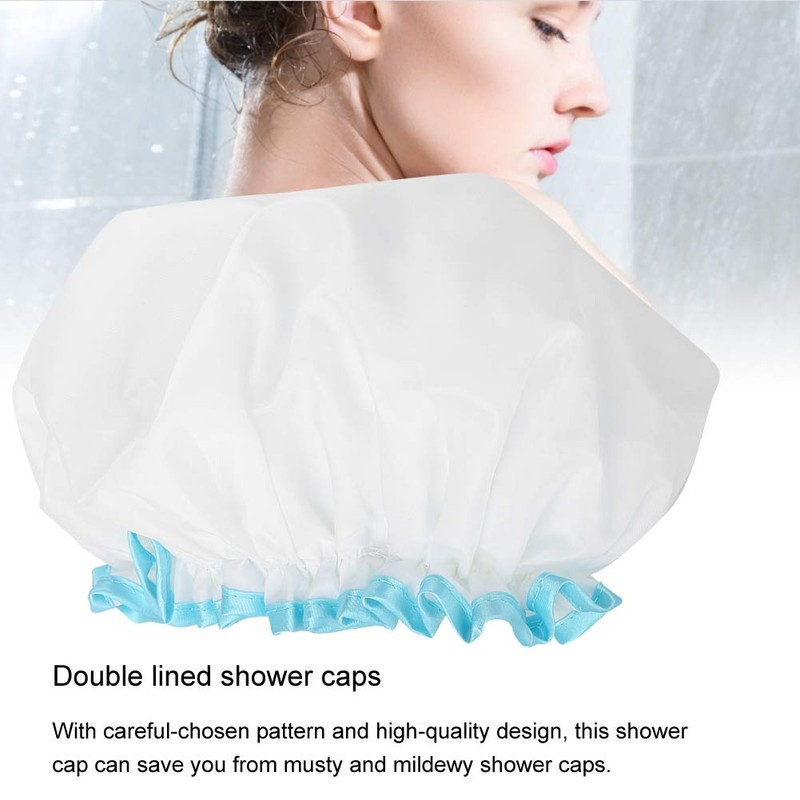 Double Layer Waterproof Shower Cap Thickening Elastic Women Bath Hat