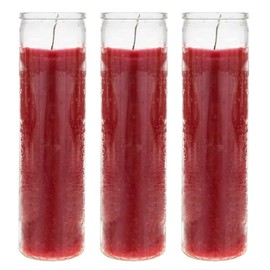 Stella 3 pcs 8 in. Unscented Red Devotional Prayer Glass Container Candle, Sanctuary
