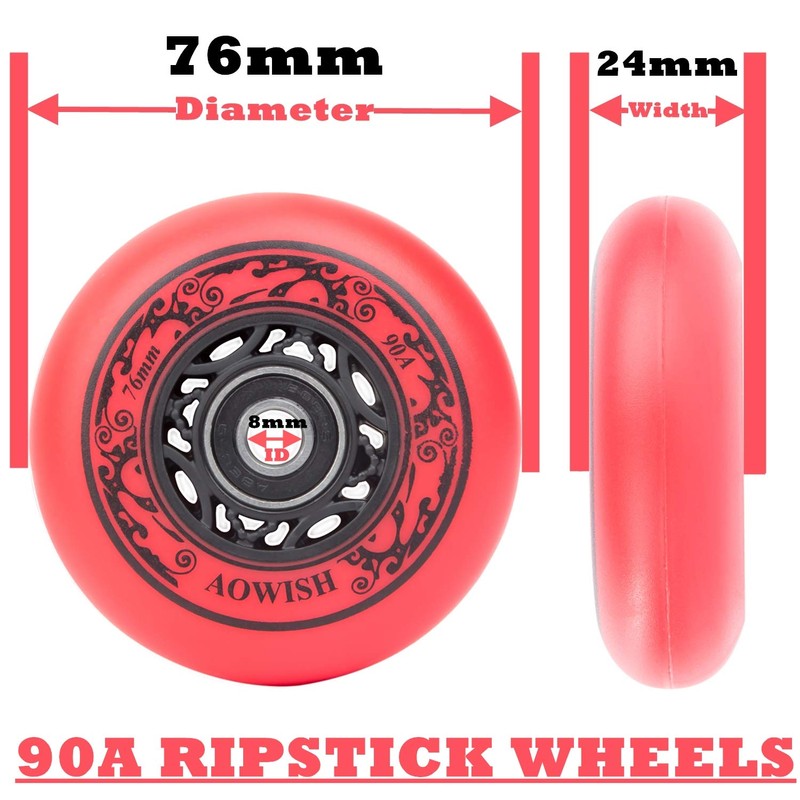 AOWISH Ripstik Wheels [2-Pack] 76mm Ripstick Wheels 90A Ripsurf Caster
