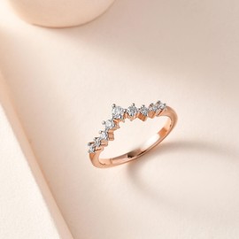 TJC Moissanite Wishbone Ring for Women in Rose Gold Plated 925 Sterling Silver Size U Prong Setting Metal Wt. 2.09 Grams