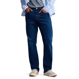 General Denim Works Roam Men's Mid Rise Relaxed Straight Leg Jeans, Deep Brushed Denim, 36x36