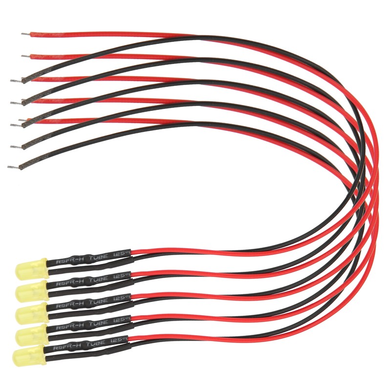 100pcs 12V Clear 5mm Prewired Light Emitting Diodes with 20cm