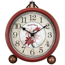 Maxspace Classic Vintage Clock - Elegant and Decorative Analog Clock,Silent Non-Ticking Clocks with Distressed Metal Frame for Office, Living Room or Bedroom
