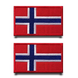 Pack of 2 Norway Flag Patch Embroidery Tactical Military Norway Patch with Nylon Airsoft Patch for Backpacks Tactical Clothing Bags Badge Embroidery Bands Jacket