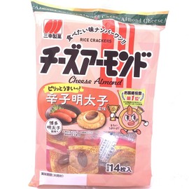 SankoSeika Cheese Almond Spicy Cod Roe Flavor Rice Crackers 14pcs