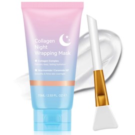 Collagen Night Wrapping Mask, Collagen Overnight Wrapping Peel Off Kollagen Maske, Bio Collagen Face Mask, Collagen Maske Gesicht Overnight, Hydrolyzed Collagen for Glowing Skin (75 ML)