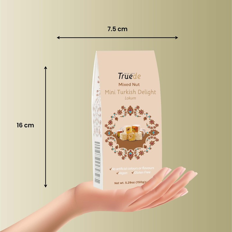 Truede Mini Mixed Nut Turkish Delight (150g) - Hand-Made, Hazelnut,