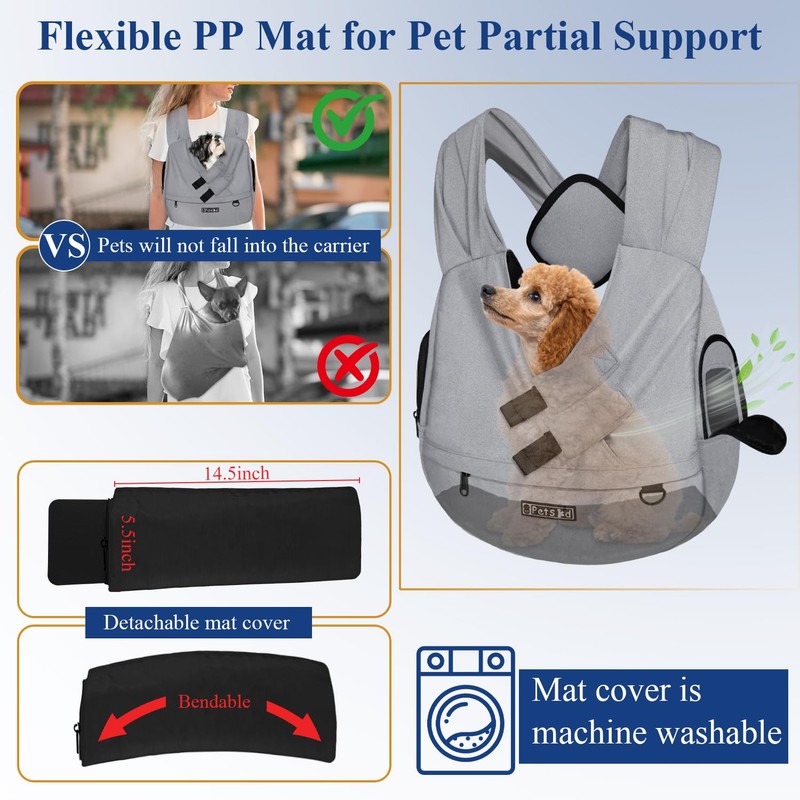 Petskd Dog Carrier Sling for Small Pet 7-15 LBS, Hands