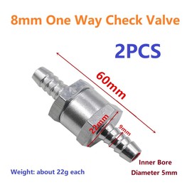 MiJunHD 8mm One Way Non Return Check Valve, 2PCS Aluminium Alloy Barb Tail Valve Petrol Diesel Fuel Oil Valve for Car Marine Carburettor Low Pressure Systems