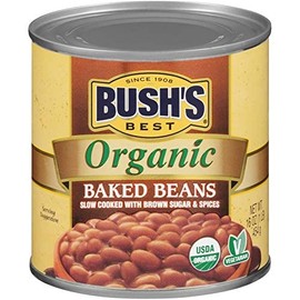 Bush's Best Organic Baked Beans, 16 Ounce Can - Canned Beans, Baked Beans Canned, Source of Plant Based Protein and Fiber, Low Fat, Gluten Free (Pack of 6)