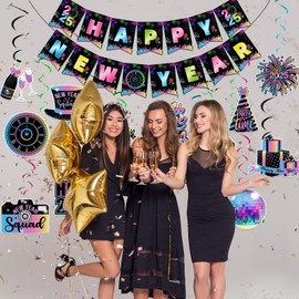 New Year Hanging Swirls,2025 New Years Eve Ceiling Decorations Colorful New Years Decorations for New Years 2025 Supplies