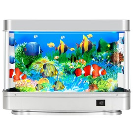 Fake Fish Tank,Virtual Ocean Moving Fish lamp,Fake Aquarium Decor,Realistic Artificial Aquarium Decorations for Bedroom & Office