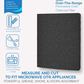 Biodefensor Microwave Charcoal Filter Replacement - Universal Cut-to-Fit for Over the Range Hoods by Frigidaire, Whirlpool, Ge, Lg, Maytag & Kitchenaid - Eliminates Grease, Odors, Smoke & Fumes
