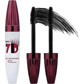 Rímel 7D con Fibras Impermeable, Alarga y Da Volumen a Pestañas, Maquillaje Ojos Antimanchas Efecto Pestañas Postizas Natural (2)