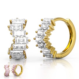 Glambling Premium 925 Silver Hypoallergenic Earrings - Small Round Hoop Earrings, 18K Gold Plated, Women's Jewellery, Golden Hoop Earrings, Silver Earrings Women, Cubic Zirconia Sterling Silver,