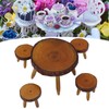Dollhouse Wood Round Dining Table Chair Mini Miniature Dollhouse Furniture