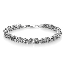 Gem Stone King 925 Sterling Silver 4MM Byzantine Weave Chain Bracelet For Women (6.5/7/7.5 Inch, with Lobster Clasp, Made in Italy)