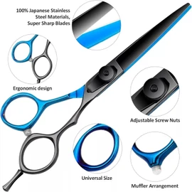 Tijeras Profesional Inoxidable Portátil 23 Piezas Kit, con Capa de Barbero y Peine de Maquinilla de Afeitar, Tijeras de Peluquería para Salón y Uso Doméstico