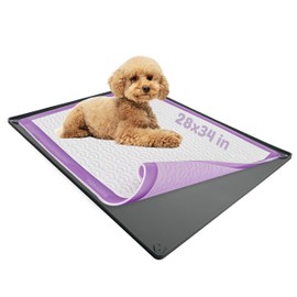 Skywin- Pee Pad Holder Tray 28 x 34 Inches, Puppy Pad Holder, Easy to Clean and Store Pee Pad Holder for Dogs, Silicon Training Pad Holder, No Spill Puppy Pad Holder (Grey)