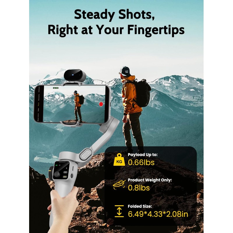 AOCHUAN Gimbal Stabilizer for Video Recording, Smartphone 3-Axis Smartphone Gimbal