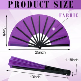 Maitys 2 Pcs Large Clap Fans for Line Dancing Folding Hand Rave Fan Nylon Cloth Foldable for Line Dancing Festival Craft Dance Decoration for Party Favors(Artsy Color,Simple Pattern)