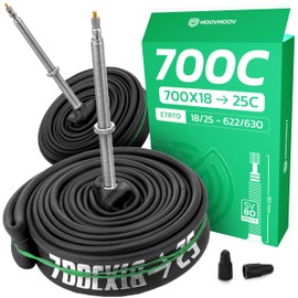Bicycle Inner Tube 700Cx18-25 (ETRTO 18/25-622) x2 - Presta Valve 80 mm with Removable Trolleybus - Compatible with Road Bike & Gravel 28 Inch - High Resistance & Elasticity MOOVMOOV