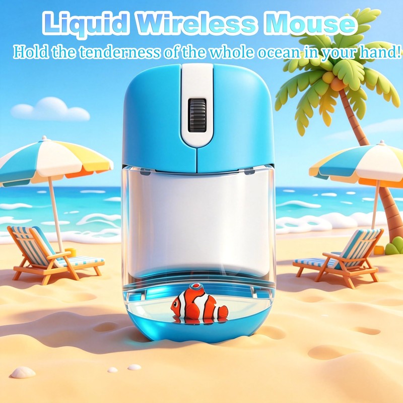 Wireless Mouse Cute Retro Aqua Mouse, Silent Portable Lightweight Optical
