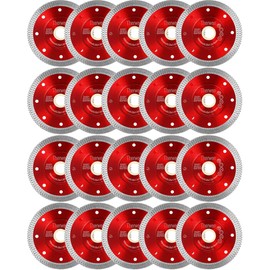 Therwen 20 Pcs Diamond Saw Blade 4 Inch Thin Tile Blade Bulk Tile Blade Diamond Cutting Wheel for Angle Grinder Cutting Porcelain Ceramic Tile Granite Marbles (Red)