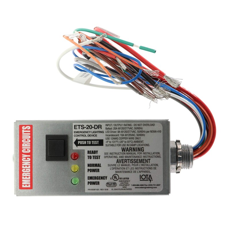 Iota ETS-20-DR Emergency Lighting Control Auxilliary Transfer Device, 120/277V