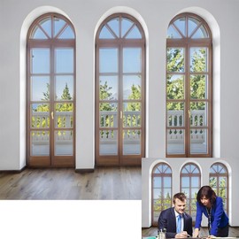 10x8ft Office Window Backdrop Modern House Interior Living Room Photography Background Wooden Floor French Sash Balcony Outdoor Scenery Office Decoration Video Conference Backdrop