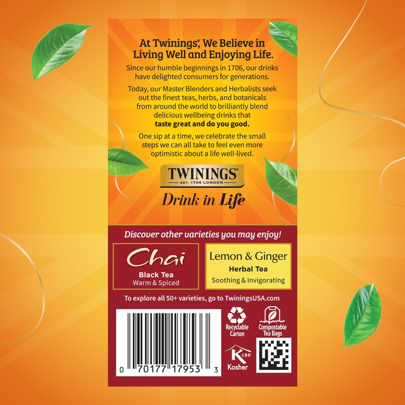 Twinings French Vanilla Chai Black Tea Individually Wrapped Bags, 20