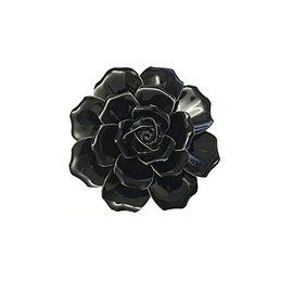 Insiswiner Ceramic Wall Flowers Black Rose Hanging Art Decor Handcrafted Sculpture Home Decoration for Living Room Bedroom 3D 4.72"