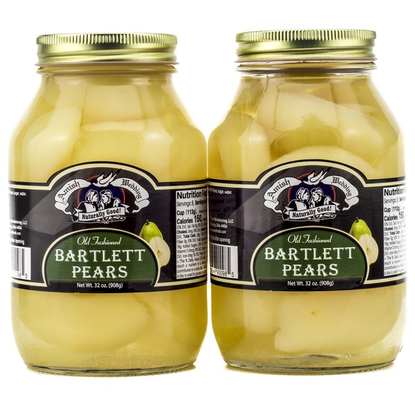 Amish Wedding Old Fashioned Bartlett Pear Halves, 32 oz. Jars (2 Jars)