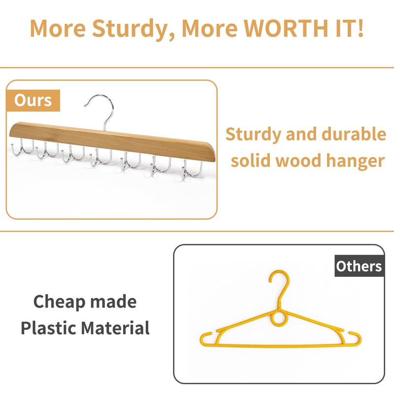 1 Pack Belt Hanger, Sturdy Wood Rack Closet Accessories with