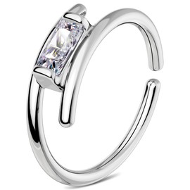 OUFER Nose Rings 20G, Open Double Hoop Nose Rings 316L Stainless Steel Minimalism Sparkling CZ Nose Rings for Women Men-8MM