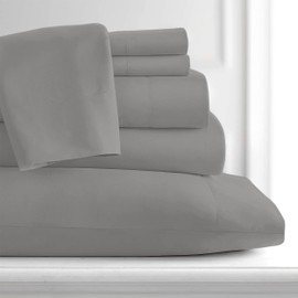 Raymond Waites 4 Piece Sheet Set, Cotton Rich, 400-Thread Count, Dark Gray, Full Sheet Set